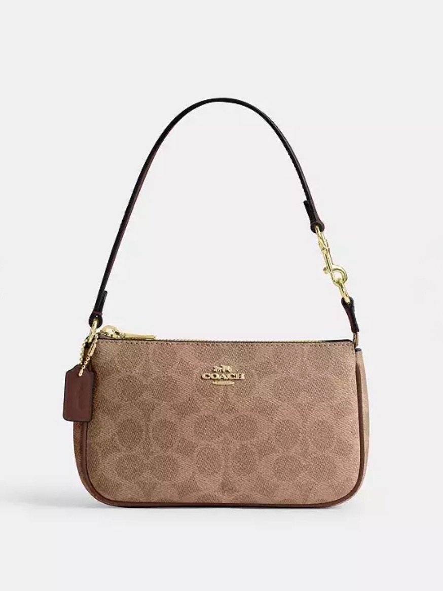 Coach Brown/Tan/Gold Signature Canvas Shoulder Bag | Coach Nolita Bag.